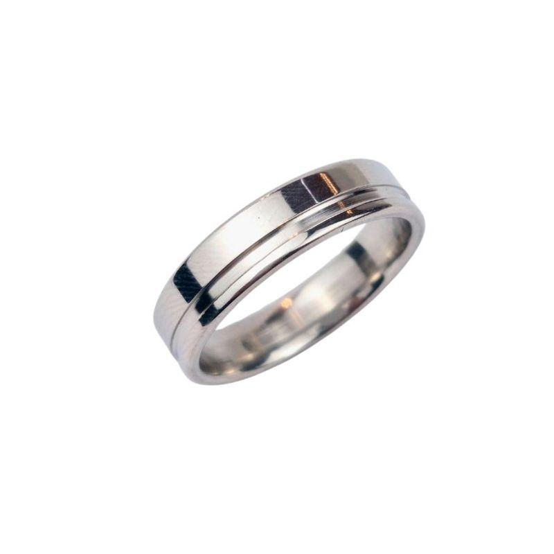 ANEL ALIANÇA AÇO INOX ANATÔMICA RETA 6MM C/ 1 FIO LISO - Número 18/19