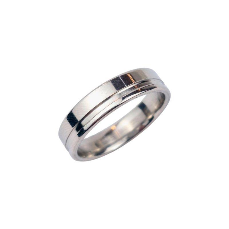 ANEL ALIANÇA AÇO INOX ANATÔMICA RETA 6MM C/ 1 FIO LISO - Número 30/31