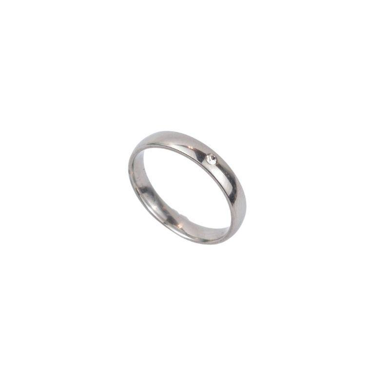 ANEL ALIANÇA AÇO INOX ANATÔMICA ABAULADA 4MM C/ 1 ZIRCONIA - Número 14/15