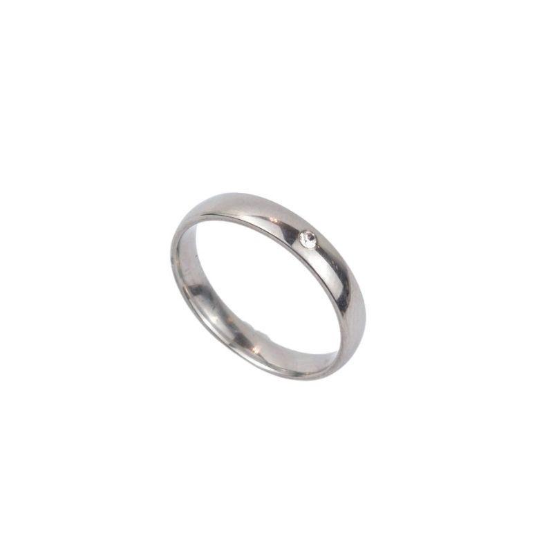 ANEL ALIANÇA AÇO INOX ANATÔMICA ABAULADA 4MM C/ 1 ZIRCONIA - Número 20/21