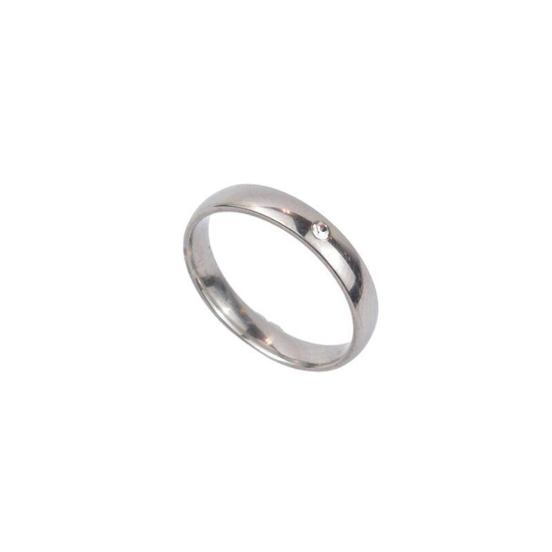 ANEL ALIANÇA AÇO INOX ANATÔMICA ABAULADA 4MM C/ 1 ZIRCONIA - Número 24/25