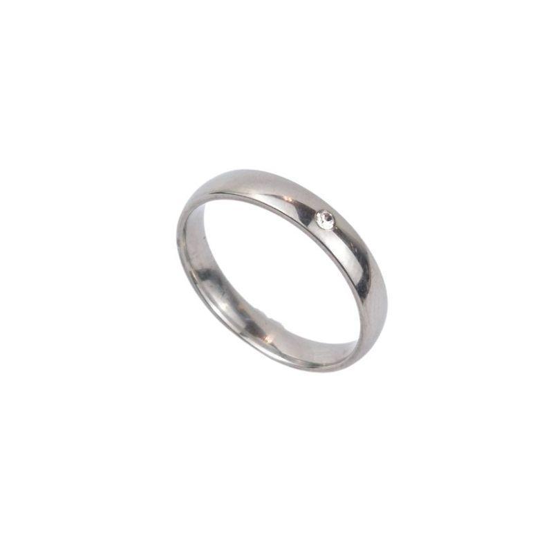 ANEL ALIANÇA AÇO INOX ANATÔMICA ABAULADA 4MM C/ 1 ZIRCONIA - Número 30/31