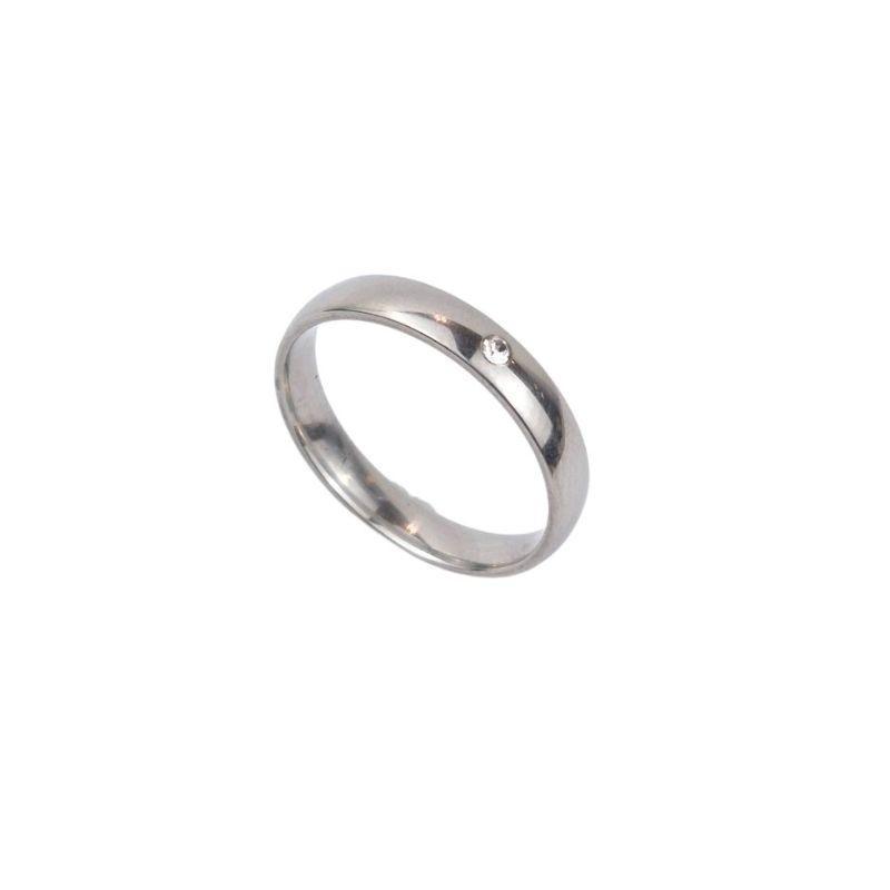 ANEL ALIANÇA AÇO INOX ANATÔMICA ABAULADA 4MM C/ 1 ZIRCONIA - Número 32/33