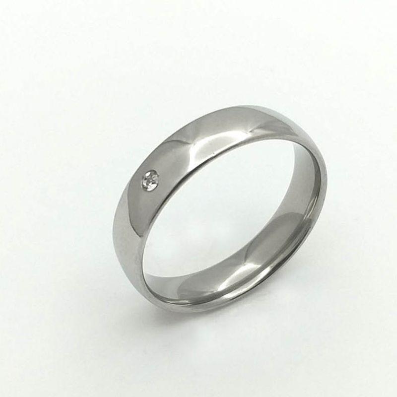 ANEL ALIANÇA AÇO INOX ANATÔMICA ABAULADA 6MM C/ 1 ZIRCONIA - Número 30/31