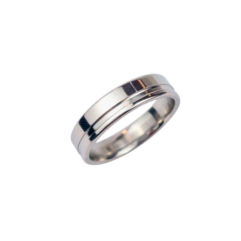 ANEL ALIANÇA AÇO INOX ANATÔMICA RETA 6MM C/ 1 FIO LISO - Número 20/21
