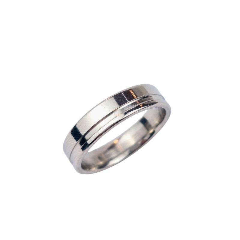 ANEL ALIANÇA AÇO INOX ANATÔMICA RETA 6MM C/ 1 FIO LISO - Número 22/23