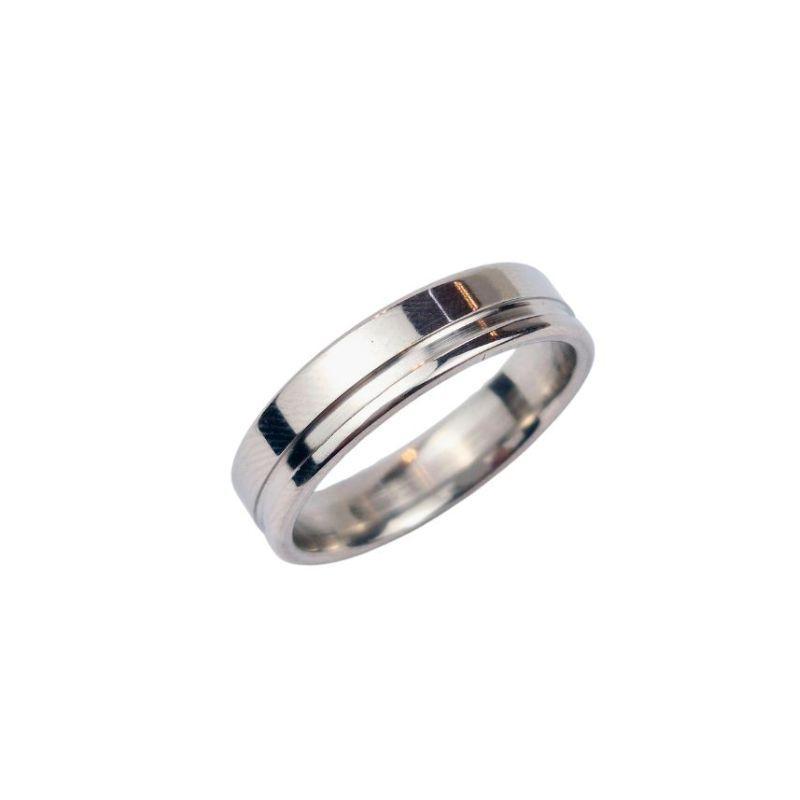 ANEL ALIANÇA AÇO INOX ANATÔMICA RETA 6MM C/ 1 FIO LISO - Número 24/25