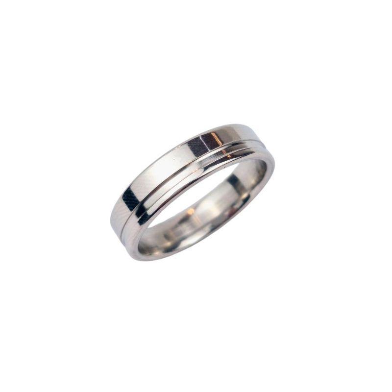 ANEL ALIANÇA AÇO INOX ANATÔMICA RETA 6MM C/ 1 FIO LISO - Número 26/27