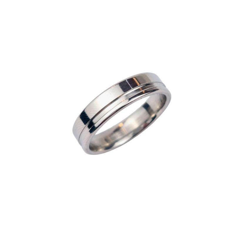 ANEL ALIANÇA AÇO INOX ANATÔMICA RETA 6MM C/ 1 FIO LISO - Número 28/29