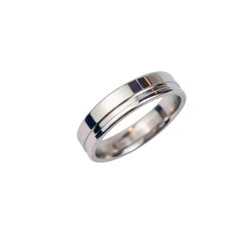 ANEL ALIANÇA AÇO INOX ANATÔMICA RETA 6MM C/ 1 FIO LISO - Número 32/33