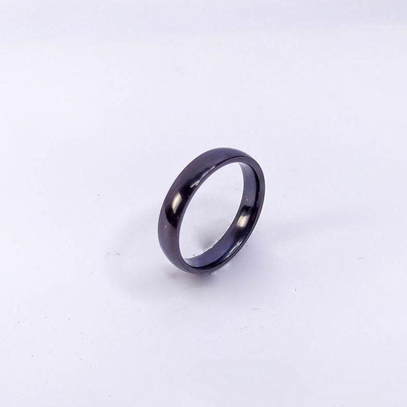 ANEL ALIANÇA AÇO INOX PRETO ANATÔMICA ABAULADA 4MM - Número 14/15