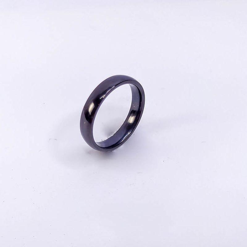 ANEL ALIANÇA AÇO INOX PRETO ANATÔMICA ABAULADA 4MM - Número 16/17