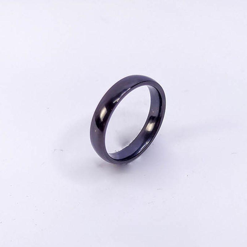 ANEL ALIANÇA AÇO INOX PRETO ANATÔMICA ABAULADA 4MM - Número 22/23