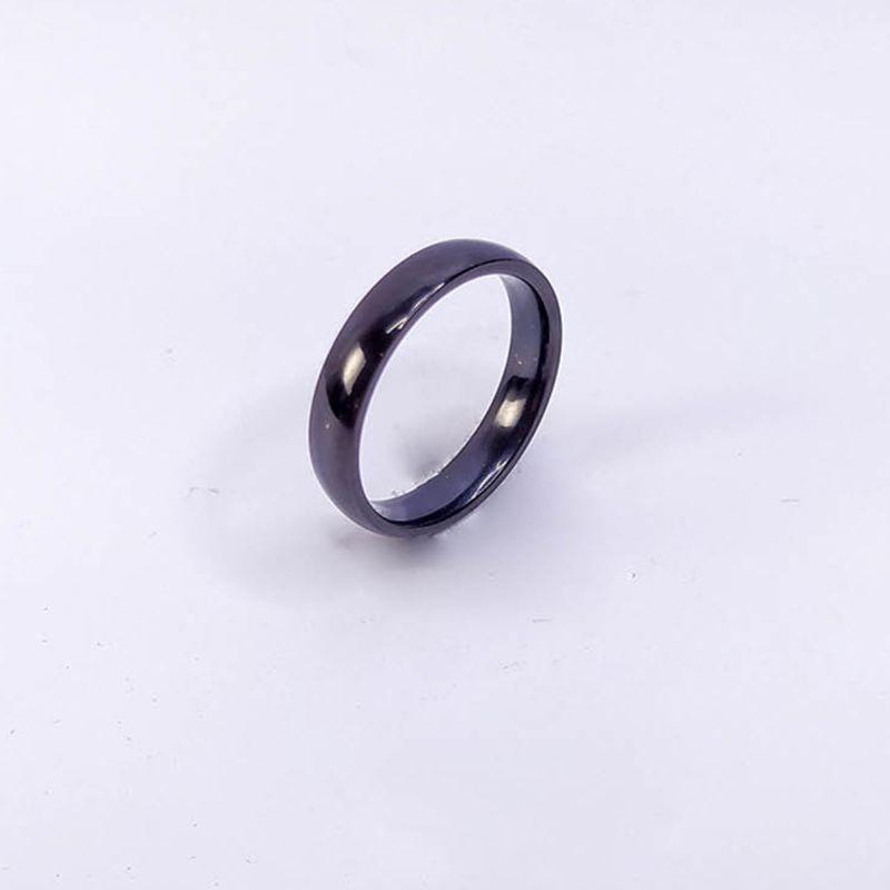 ANEL ALIANÇA AÇO INOX PRETO ANATÔMICA ABAULADA 4MM - Número 24/25