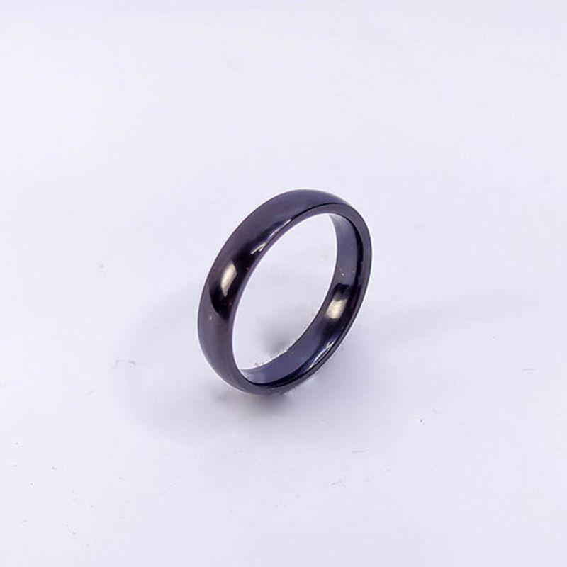 ANEL ALIANÇA AÇO INOX PRETO ANATÔMICA ABAULADA 4MM - Número 28/29