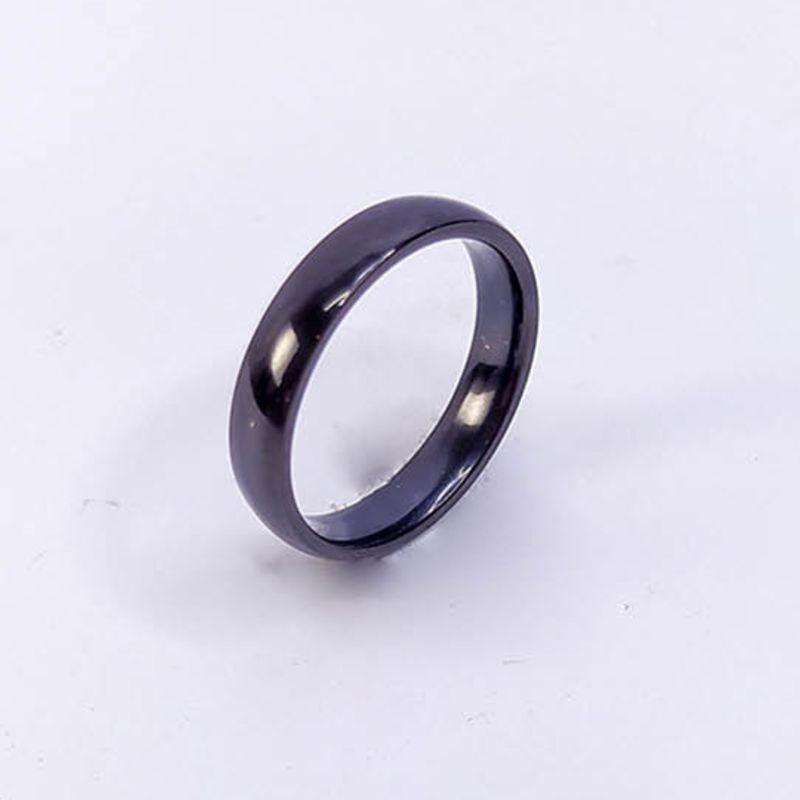 ANEL ALIANÇA AÇO INOX PRETO ANATÔMICA ABAULADA 4MM - Número 30/31