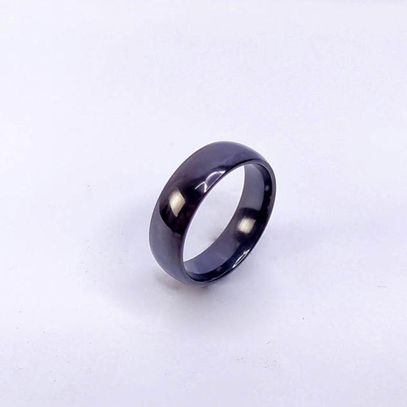ANEL ALIANÇA AÇO INOX PRETO ANATÔMICA ABAULADA 6MM - Número 12/13