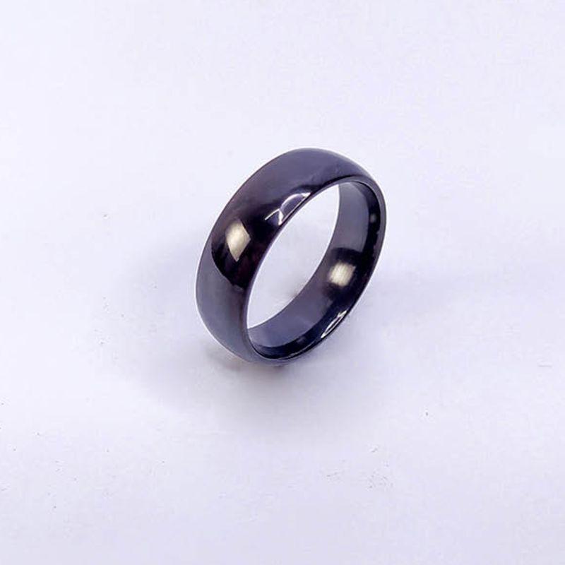 ANEL ALIANÇA AÇO INOX PRETO ANATÔMICA ABAULADA 6MM - Número 20/21