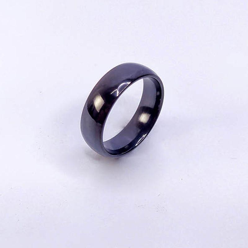 ANEL ALIANÇA AÇO INOX PRETO ANATÔMICA ABAULADA 6MM - Número 24/25