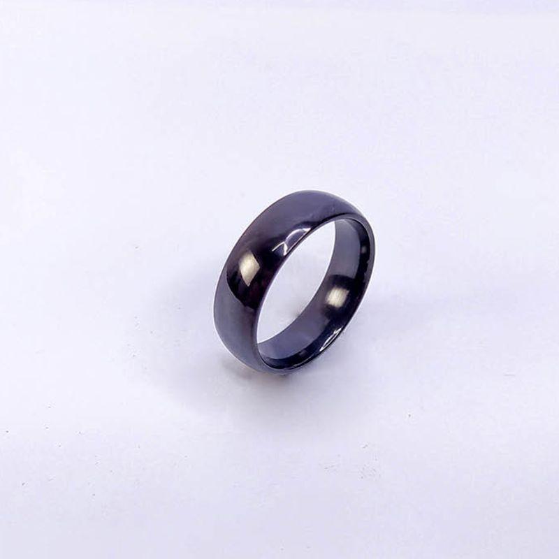 ANEL ALIANÇA AÇO INOX PRETO ANATÔMICA ABAULADA 6MM - Número 26/27