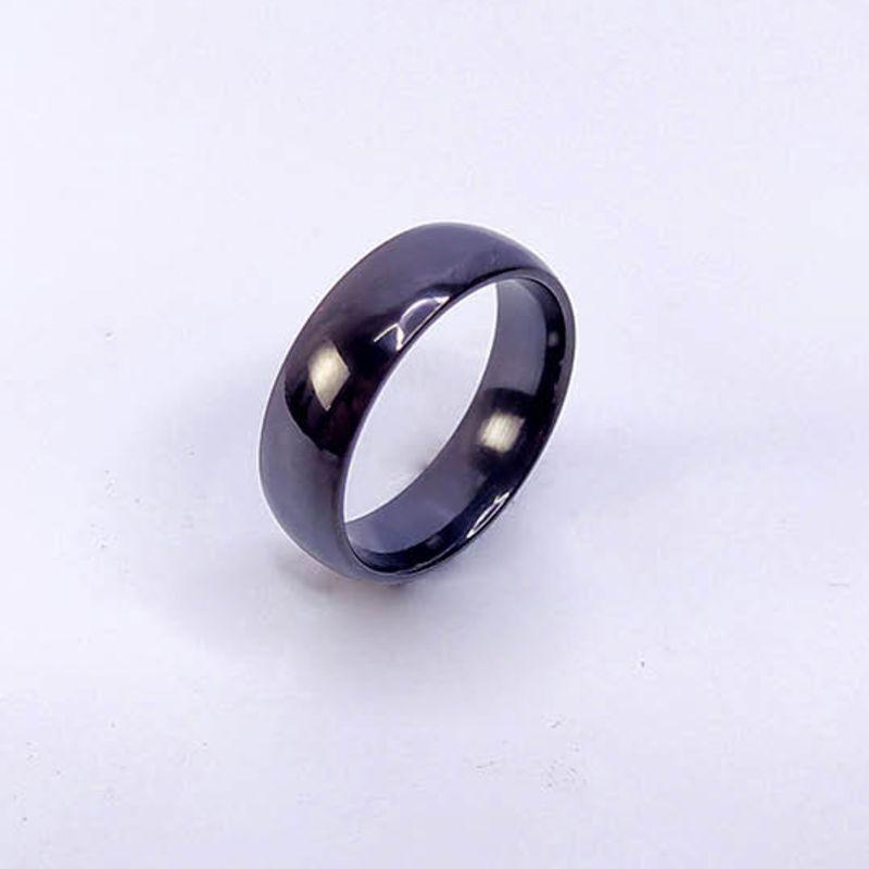 ANEL ALIANÇA AÇO INOX PRETO ANATÔMICA ABAULADA 6MM - Número 28/29