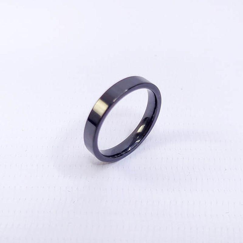 ANEL ALIANÇA AÇO INOX PRETO ANATÔMICA RETA 4MM - Número 12/13