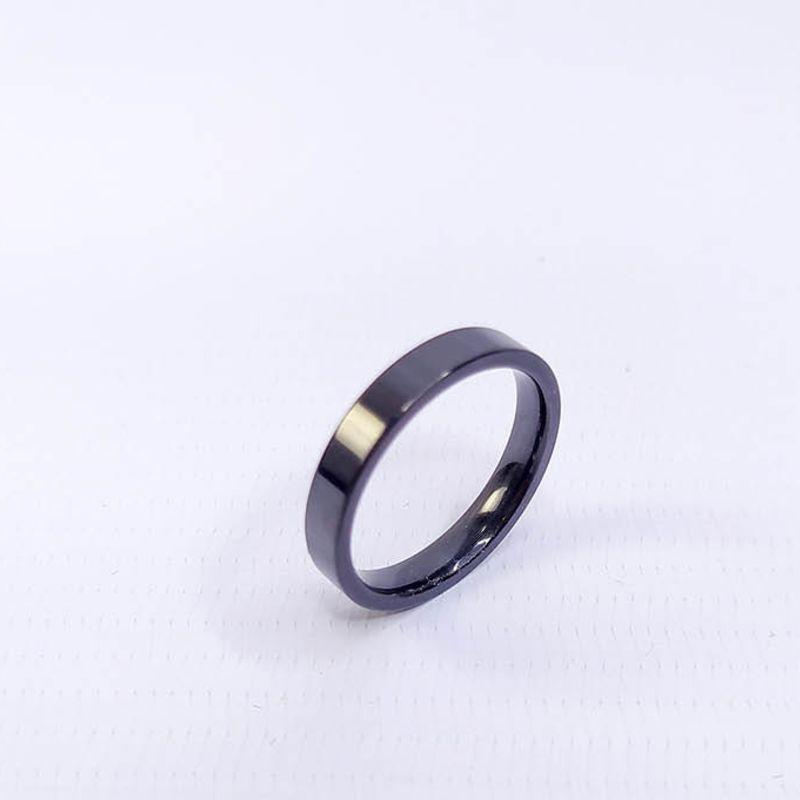 ANEL ALIANÇA AÇO INOX PRETO ANATÔMICA RETA 4MM - Número 18/19