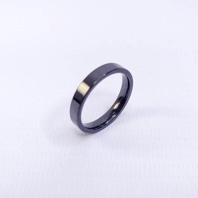 ANEL ALIANÇA AÇO INOX PRETO ANATÔMICA RETA 4MM - Número 30/31