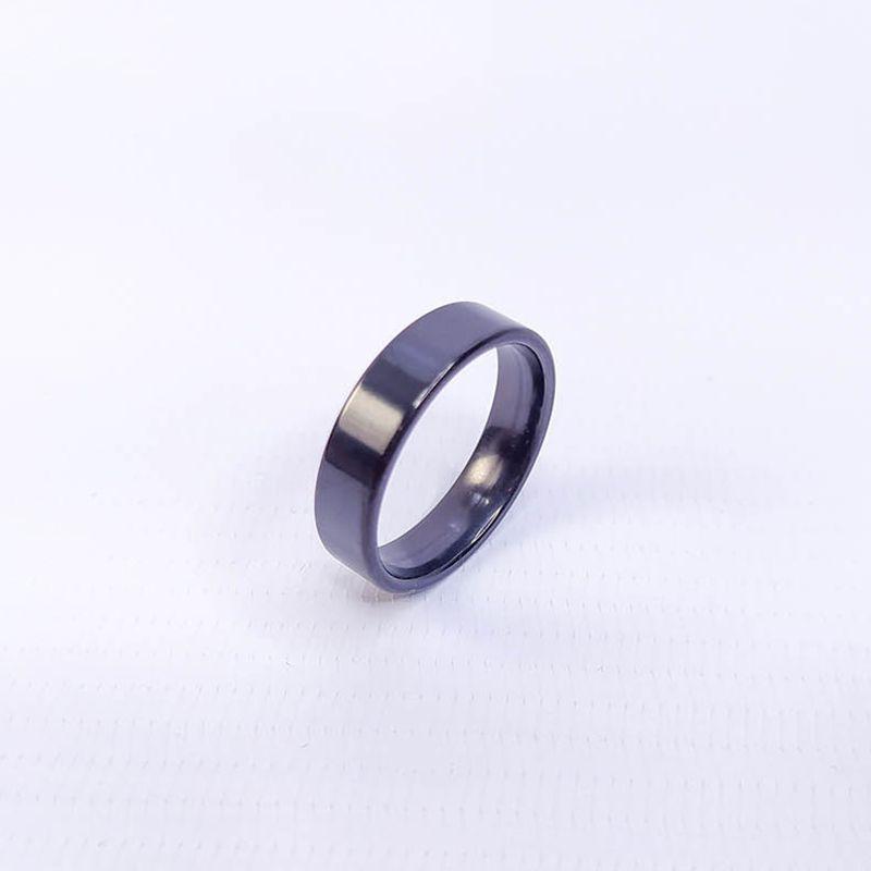 ANEL ALIANÇA AÇO INOX PRETO ANATÔMICA RETA 6MM - Número 20/21