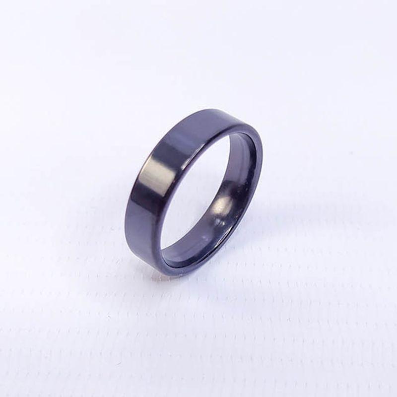 ANEL ALIANÇA AÇO INOX PRETO ANATÔMICA RETA 6MM - Número 22/23