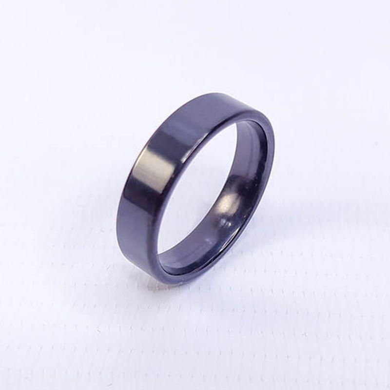 ANEL ALIANÇA AÇO INOX PRETO ANATÔMICA RETA 6MM - Número 30/31