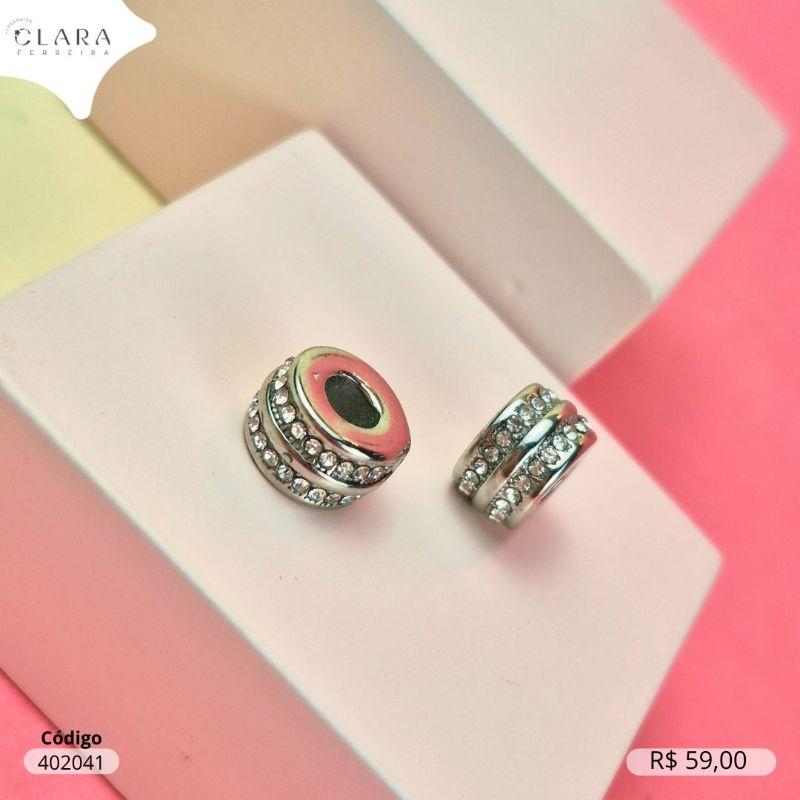 BERLOQUE SEPARADOR CLASSICO C/ 2 FILEIRAS MICROZIRCONIAS - 11X7MM - Aço