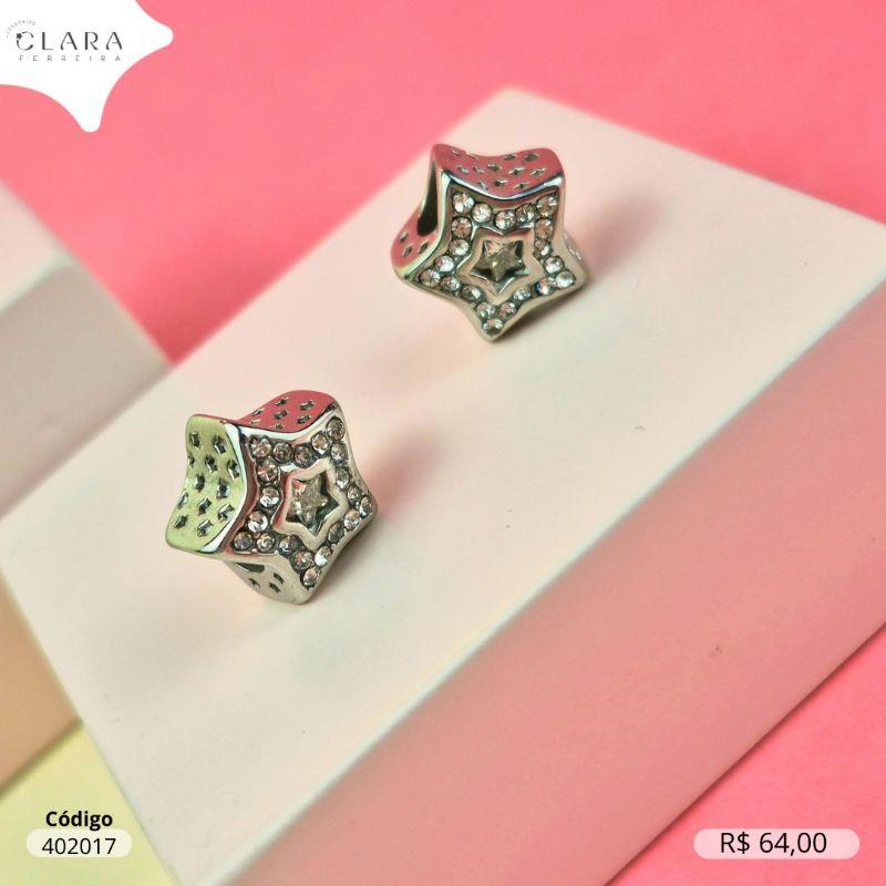 BERLOQUE SEPARADOR ESTRELA MICROZIRCONIAS E LATERAL COM ESTRELAS  - 12X8MM - Aço