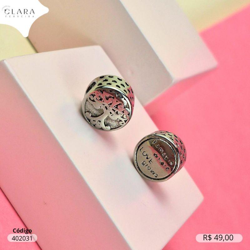 BERLOQUE SEPARADOR REDONDO ARVORE DA VIDA COM LATERAL CORAÇÕES - 12X8MM - Aço