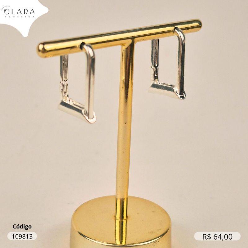 BRINCO ARGOLA CLICK QUADRADA LISA INSPIRAÇÃO - 20X2MM - Banho de Prata