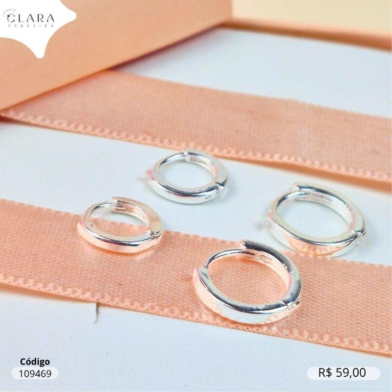 BRINCO KIT DUO ARGOLINHAS CLICK LISAS - 10 E 11X2MM - Banho de Prata