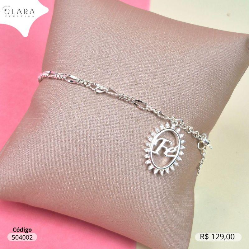 PULSEIRA GRUMET 3X1 TORCIDO C/ MANDALA VAZADA FÉ ADORNADA MICROZIRCONIAS 19MM PENDURADA - 17CM - Banho de Prata