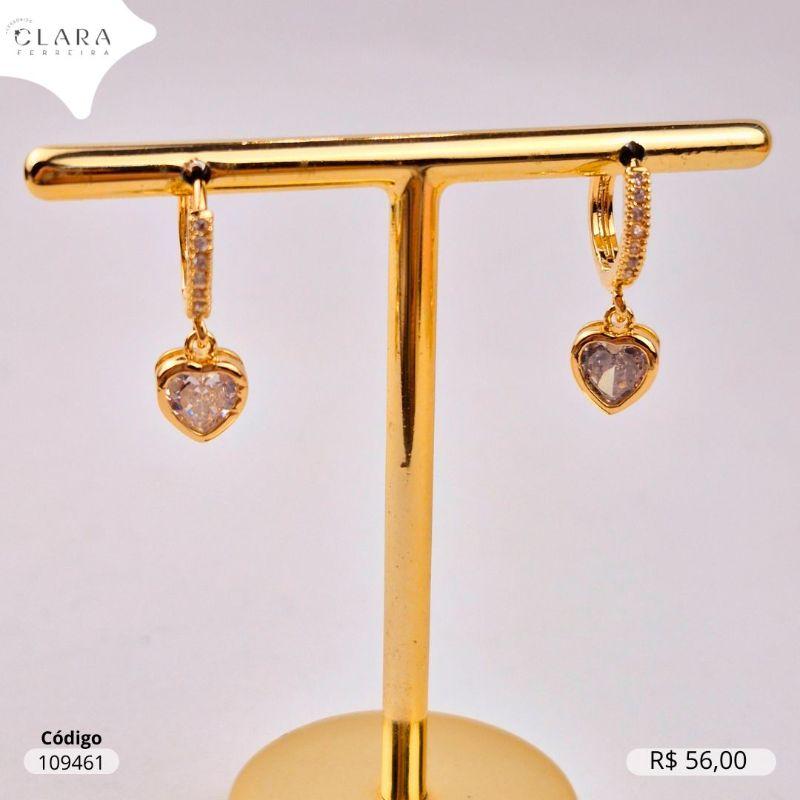 BRINCO ARGOLINHACLICK 1 FILEIRA MICROZIRCONIAS C/ ZIRCONIA CORAÇÃO 6MM  CAIXA FUNDIDA PENDURADA - 11X2MM - Dourado