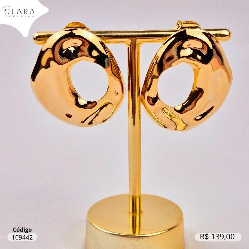 BRINCO CIRCULO ONDULADO VAZADO - LINHA ORGÂNICOS -  36MM - EDIÇÃO LIMITADA - Dourado