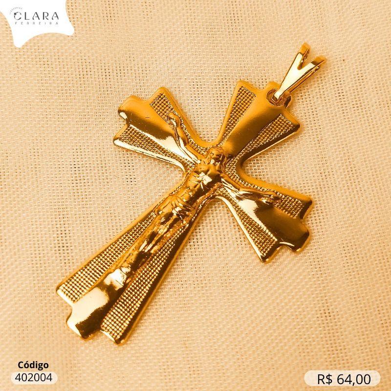 PINGENTE CRUCIFIXO DETALHES JATEADOS C/ CRISTO 35MM  - Dourado