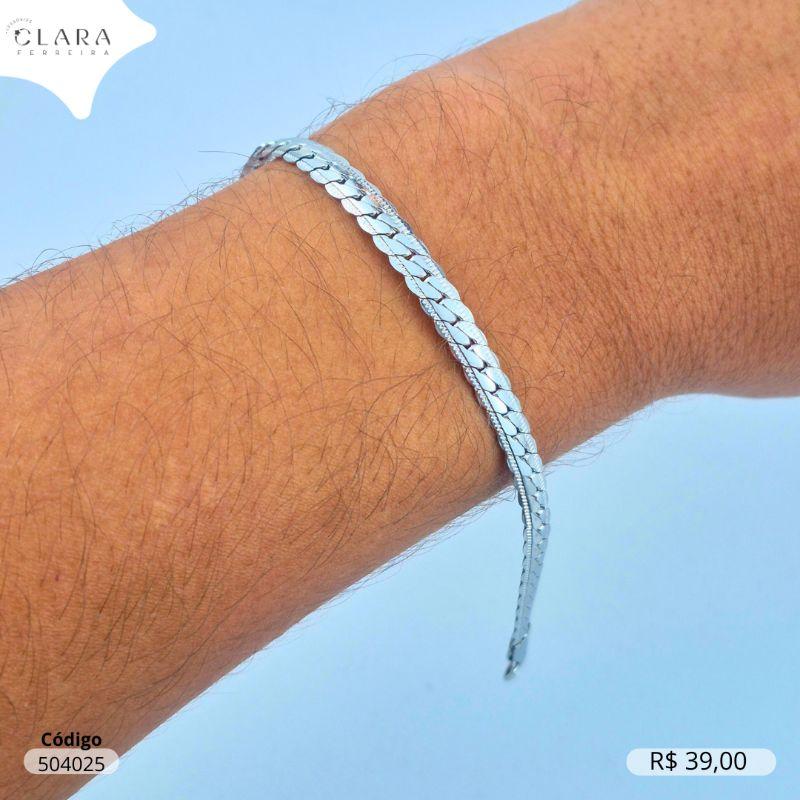 PULSEIRA GRUMET FECHADO 1X1 COM FRIZADO NAS LATERAIS - 5MM - 21CM - Aço