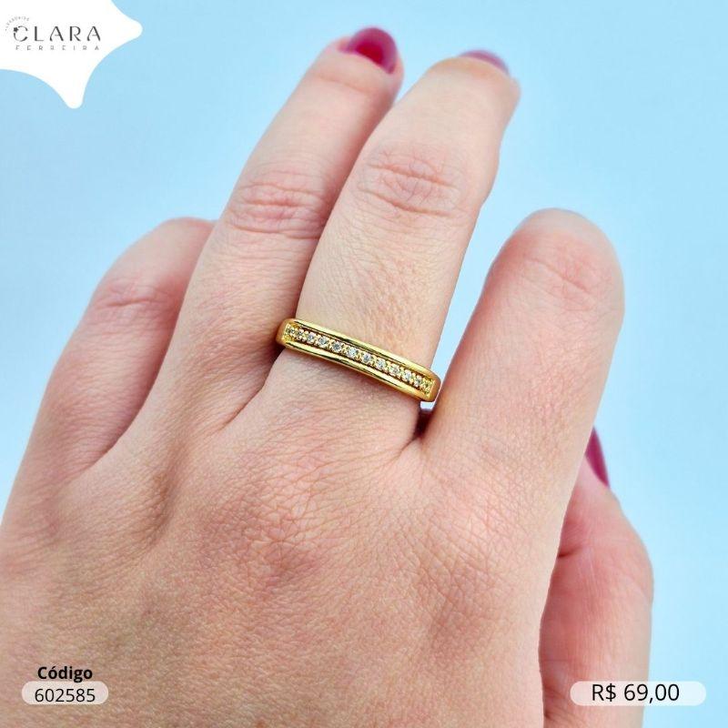 ANEL APARADOR 1 FILEIRA INTERNA MICROZIRCONIAS C/ AS BORDAS LISAS - Dourado