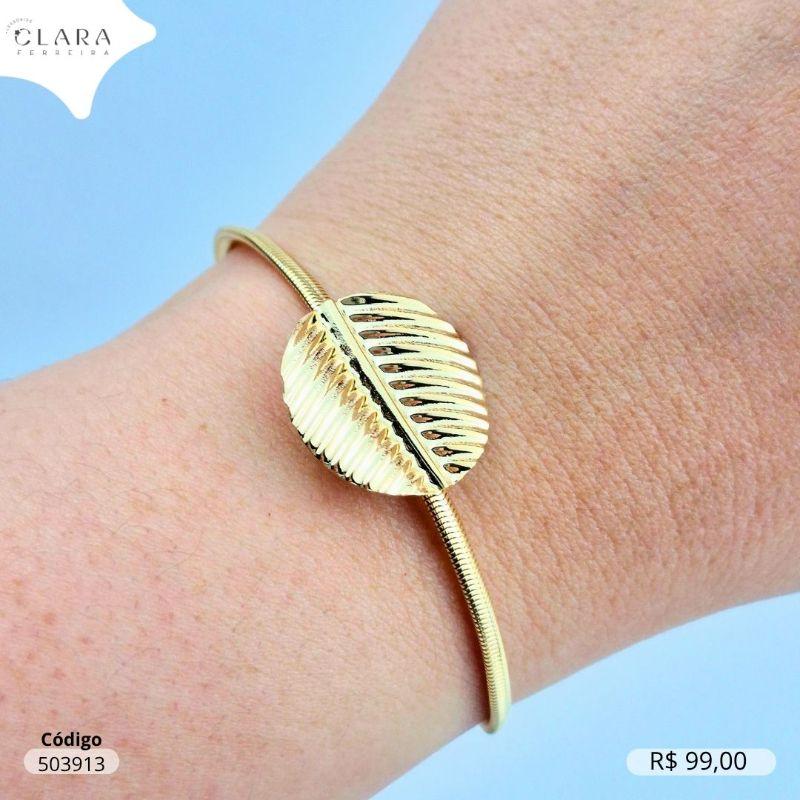 PULSEIRA MALHA COBRA C/ FOLHA LISA 21MM FIXA - 17CM - Dourado- EDIÇÃO LIMITADA