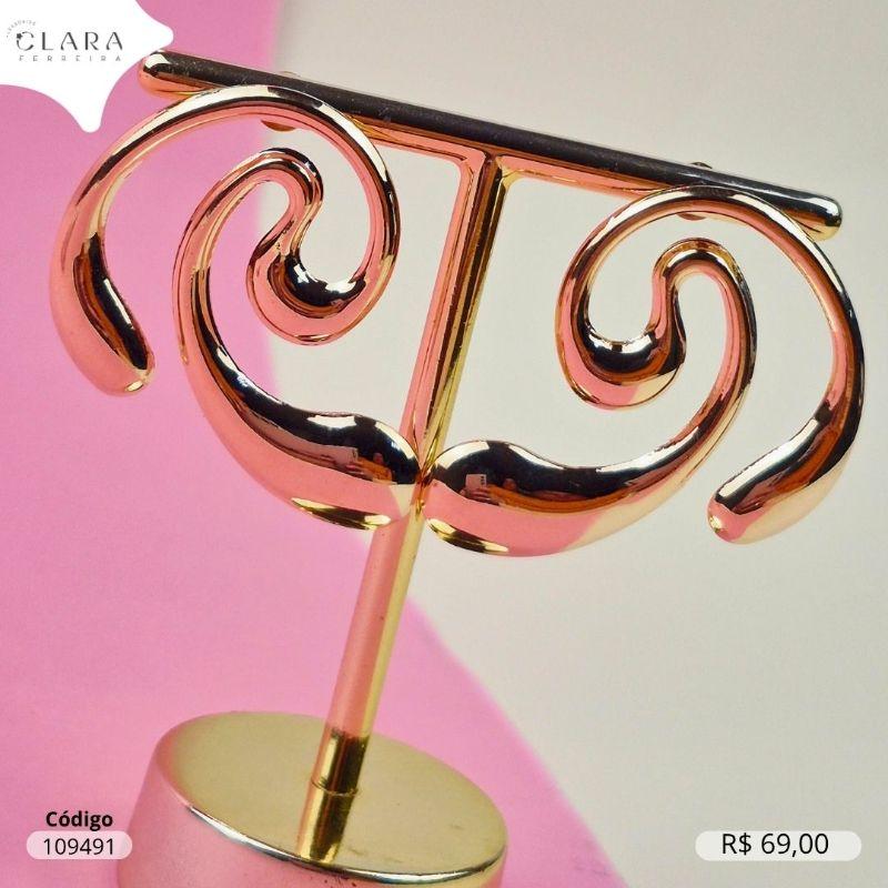 BRINCO CARACOL GOTA 2 PONTAS LISAS - LINHA ORGÂNICOS - Dourado