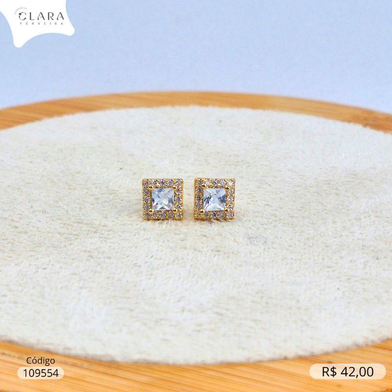 BRINCO ZIRCONIA QUADRADA 2MM ADORNADA MICROZIRCONIAS - 5MM - Dourado