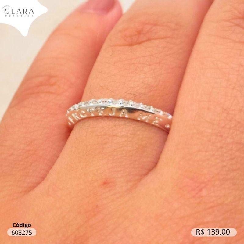ANEL PRATA 925 APARADOR 1 FILEIRA MICROZIRCONIA ESCRITO PROTEJA-ME - 16/17