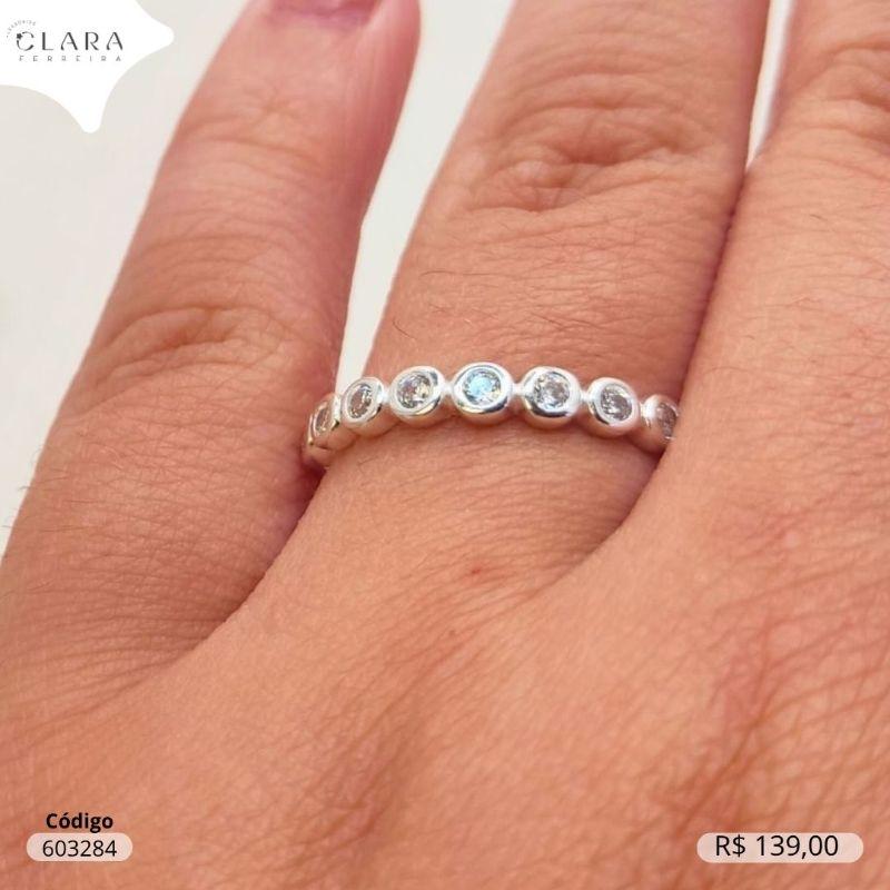 ANEL PRATA 925 APARADOR 8 ZIRCONIAS REDONDAS - 2MM - 14/15