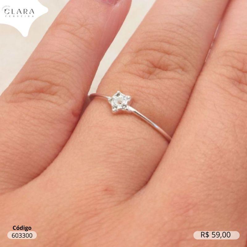 ANEL PRATA 925 FIO LISO C/ ESTRELA VAZADA MICROZIRCONIA - 2MM - 18/19