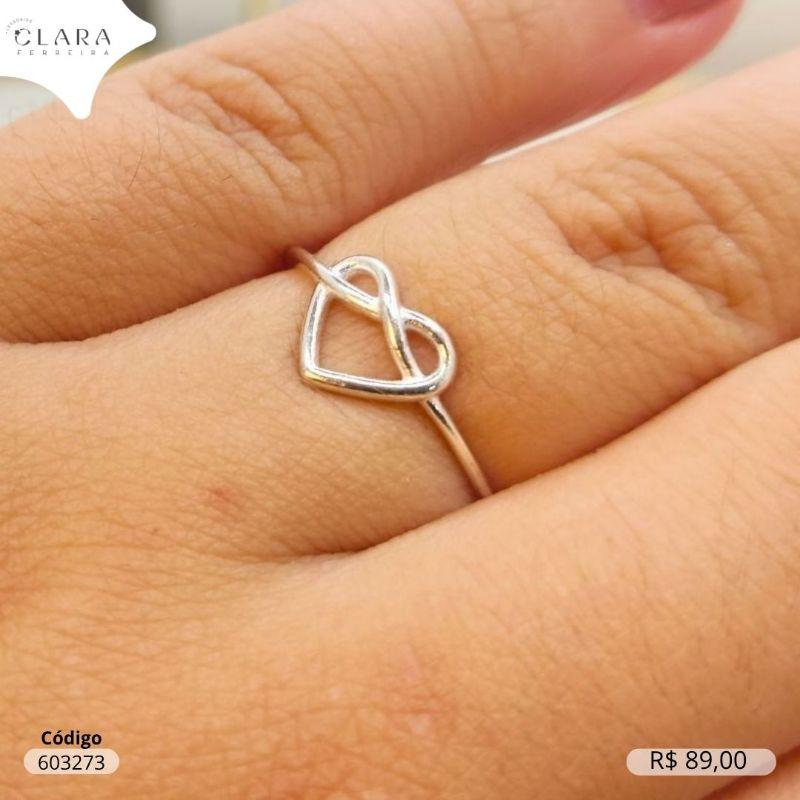 ANEL PRATA 925 FIO LISO C/ LAÇO CORAÇÃO VAZADO - 4MM - 18/19