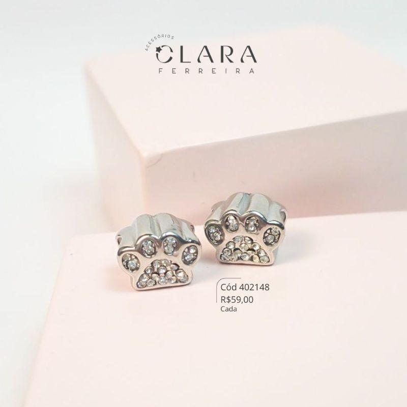 BERLOQUE SEPARADOR PATINHA DE CACHORRO C/ INTERIOR MICROZIRCÔNIAS E LATERAL COM PATINHAS - 10X10MM - Aço